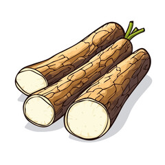 Cassava, flat 2D isometric cartoon vector image isolated on white background.