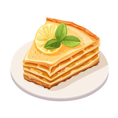 Baklava Cheesecake, cartoon vector illustration, flat 2D isometric style, white background.
