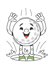 Golf character jumping inside hole