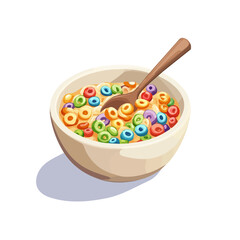 Cereal, 2D isometric flat cartoon vector illustration isolated on white background.