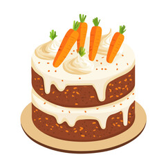 Carrot Cake, vector graphic, 2D flat isometric cartoon illustration on white background.
