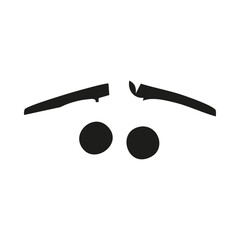 Eyebrows And Eyes Silhouette Illustration. Facial Expression And Emotion Concept Isolated Vector Illustration