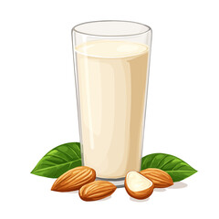 Almond Milk, cartoon vector illustration, flat 2D isometric style, white background.