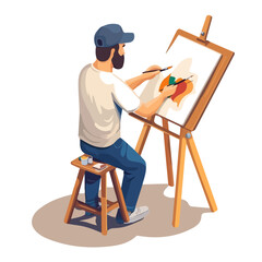 Artist, flat 2D isometric cartoon vector image isolated on white background.