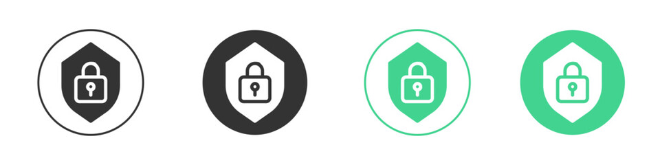 Shield lock icon Minimal Flat Line Vector Icon Set.