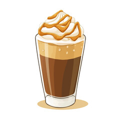 Caramel Macchiato, flat 2D isometric cartoon vector image isolated on white background.