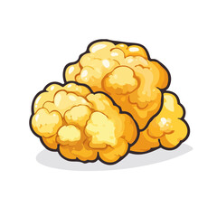 Cauliflower Wings, vector graphic, 2D flat isometric cartoon illustration on white background.
