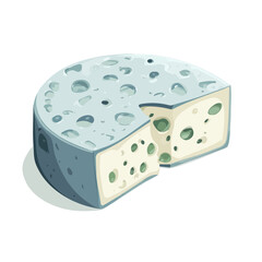 Blue Cheese, cartoon vector illustration, flat 2D isometric style, white background.