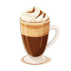 Caffe Mocha, vector graphic, 2D flat isometric cartoon illustration on white background.
