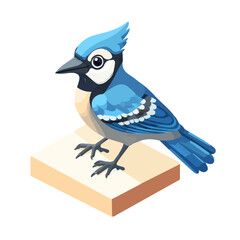 Blue Jay, 2D isometric flat cartoon vector illustration isolated on white background.