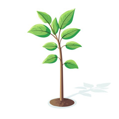 Balsa Sapling, flat 2D isometric cartoon vector image isolated on white background.