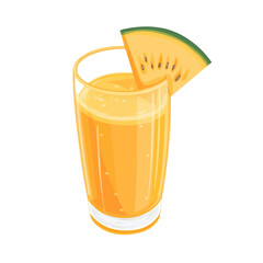 Cantaloupe Juice, flat 2D isometric cartoon vector image isolated on white background.