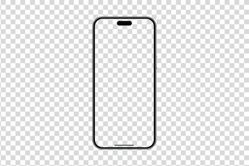 smart phone 16 series minimal smartphone mockup front view isolated on transparent background. smartphone cut out template,  isolated vector illustration
