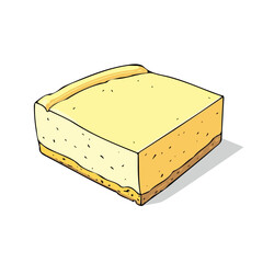 Cheesecake, cartoon vector illustration, flat 2D isometric style, white background.