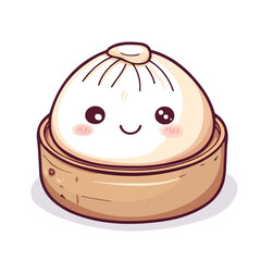 Baozi, vector graphic, 2D flat isometric cartoon illustration on white background.
