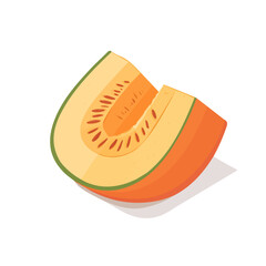 Cantaloupe, flat 2D isometric cartoon vector image isolated on white background.