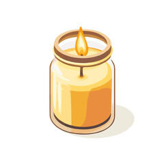 Candle Jar, flat 2D isometric cartoon vector image isolated on white background.