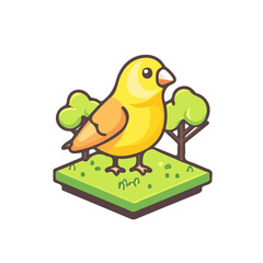 Canary, flat 2D isometric cartoon vector image isolated on white background.