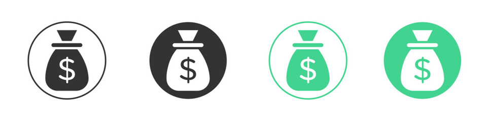 Money bag icon Minimal Flat Line Vector Icon Set.