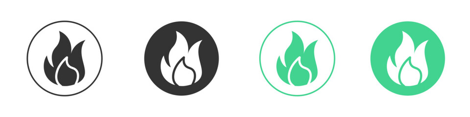 Flame icon Minimal Flat Line Vector Icon Set.