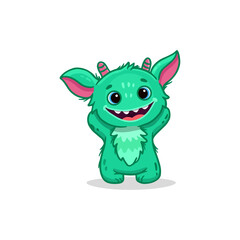 Cute cartoon monster on white background. Happy Alien. Flat Funny monster. Vector illustration.
