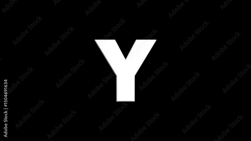 Poster 3d rendering letter y. glowing alphabet number looping .animation video template for your business l