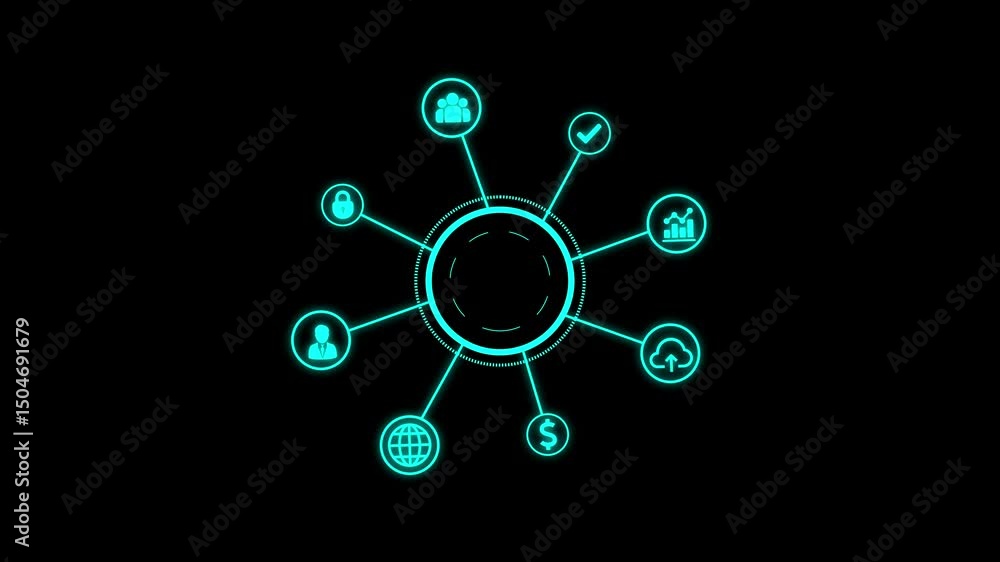 Poster animation of digitization of business processes digital transformation business growth concept with 