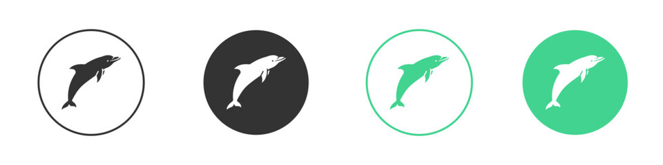 Dolphin icon Minimal Flat Line Vector Icon Set.