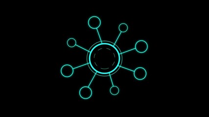 Animation of network of connections with digital icons . digital interface connection and communication concept digitally generated animation Global network connections on black background. - Powered by Adobe