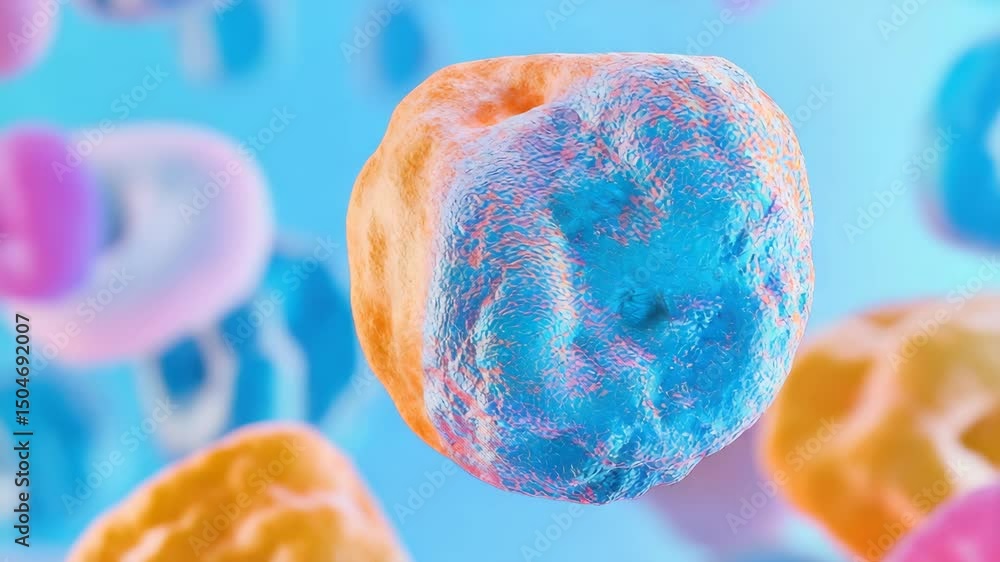 Poster vivid under-the-microscope view of cellular life, showcasing molecular structures and interactions v
