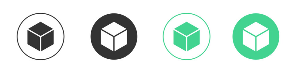 Cube icon Minimal Flat Line Vector Icon Set.