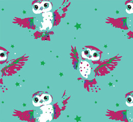 Cute owls seamless pattern
Adorable Owls Seamless Pattern Cute Grey Owls Leaves Branches Nature Illustration
