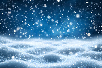 Light Blue Winter Sky with Falling Snowflakes, Snowy Weather, Abstract Backdrop