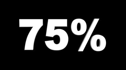 Glowing 3D number 75% discount big offer sale business animation 4k video. percents limited offer animation. Hud icon loading bar 75 percent off discount sale. 75% OFF business, promotion, advertising - Powered by Adobe