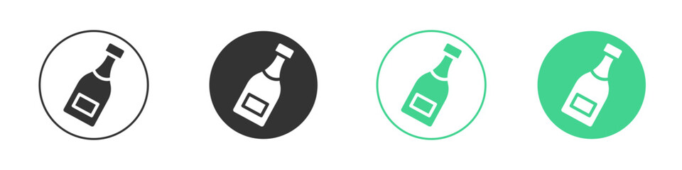 Champagne bottle icon Minimal Flat Line Vector Icon Set.