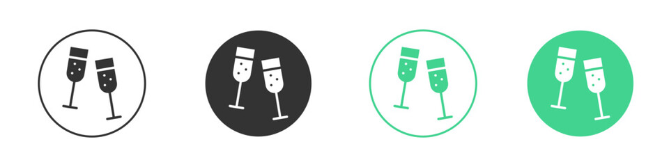 champagne glasses icon Minimal Flat Line Vector Icon Set.
