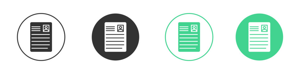 CV icon Minimal Flat Line Vector Icon Set.