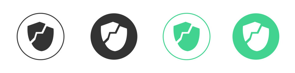 Broken shield icon Minimal Flat Line Vector Icon Set.