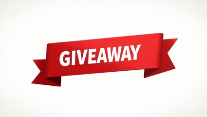 Red ribbon banner with bold giveaway text on white background for promotional events
