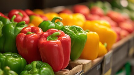 Bell pepper on supermarket produce stand