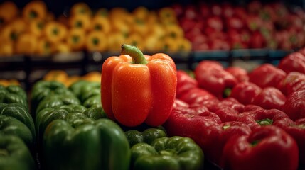 Bell pepper on supermarket produce stand