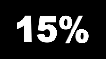 3D letters spelling '15% OFF, suitable for business, promotion, advertising, discount. motion graphic, animated 15% discount animation. 15 percent sale. hud countdown timer counting loading percentage