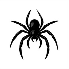 Black Spider Silhouette Vector – Creepy Insect Clipart for Halloween and Horror Themes