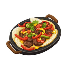 Fajita Platter, flat 2D isometric cartoon vector image isolated on white background.
