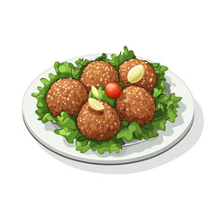 Falafel, vector graphic, 2D flat isometric cartoon illustration on white background.
