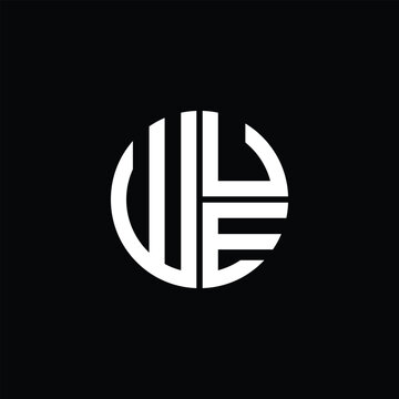 WUE logo WUE icon WUE monogram WUE letter minimalist Circle flat Unique modern abstract logo design.