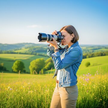 female photographer taking a photo 