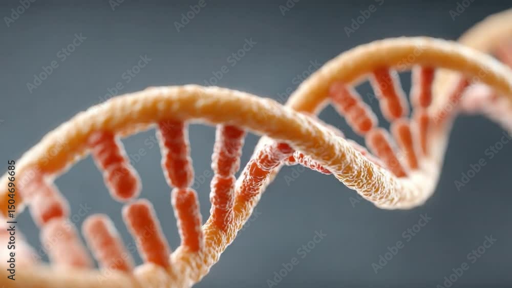 Aufkleber dna strand: a close-up view of a vibrant dna double helix, elegantly illuminated to emphasize its in