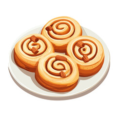Cinnamon Rolls, 2D isometric flat cartoon vector illustration isolated on white background.