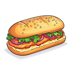 Dabeli, cartoon vector illustration, flat 2D isometric style, white background.